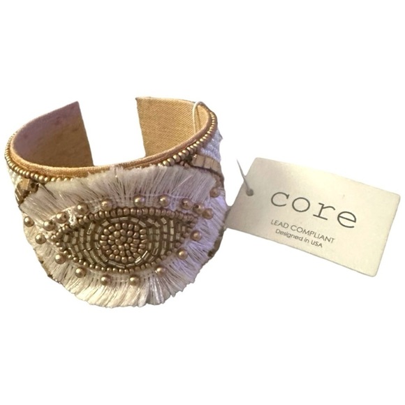 CORE White Evil Eye Bracelet with Gold & Silver Beads, Tassels & Embellishments - Picture 5 of 5